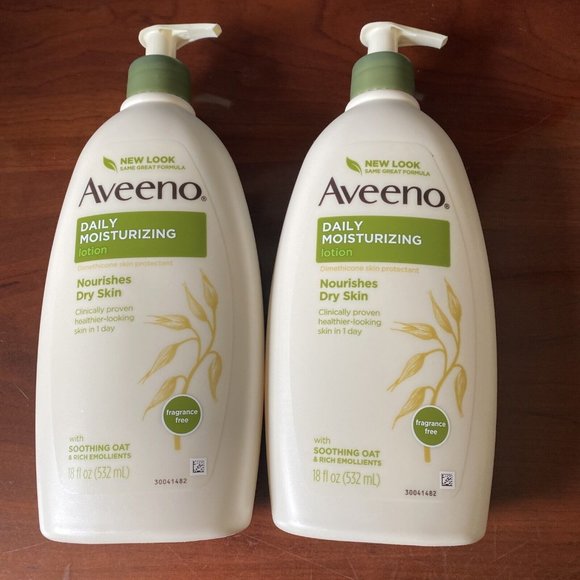 2 pack Aveeno Daily Moisturizing Lotion Fragrance Free 18 fl oz - Picture 1 of 3